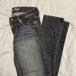 Vintage American Eagle Outfitters Women's Dark Wash Skinny Jeans
